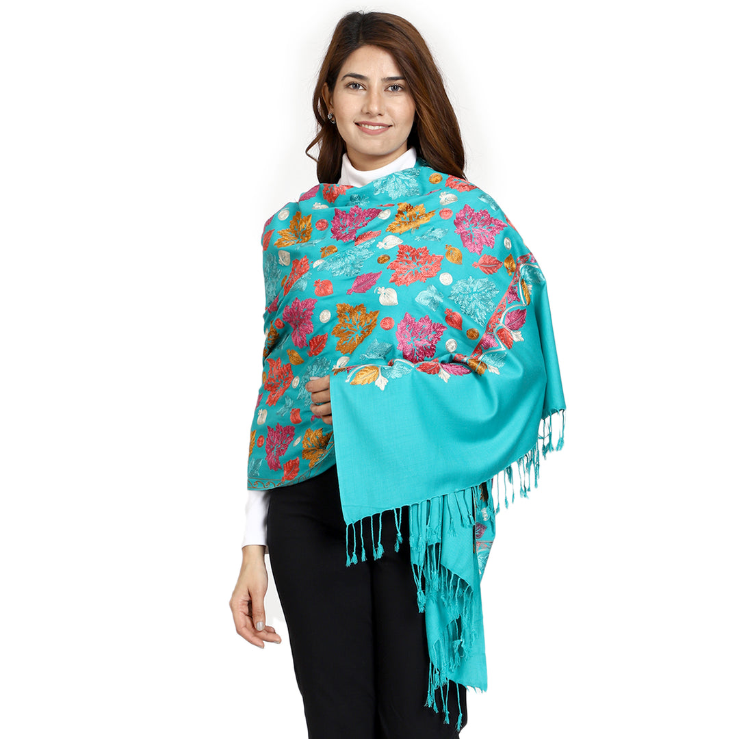 Women's Aari Embroidered Wool Stole