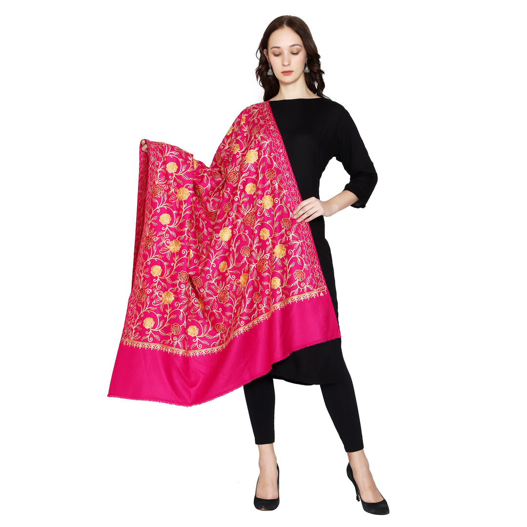 Women's Aari Embroidered Wool Shawl