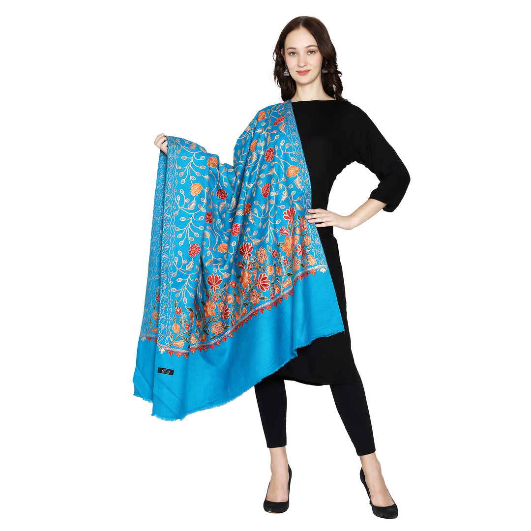 Women's Aari Embroidered Wool Shawl