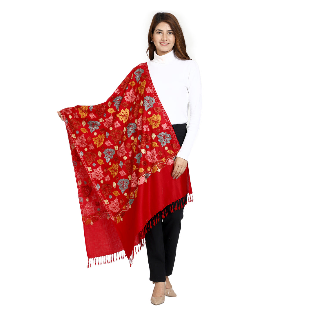 Women's Aari Embroidered Wool Stole