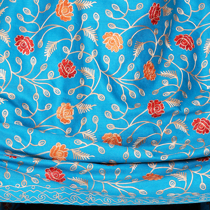 Women's Aari Embroidered Wool Shawl