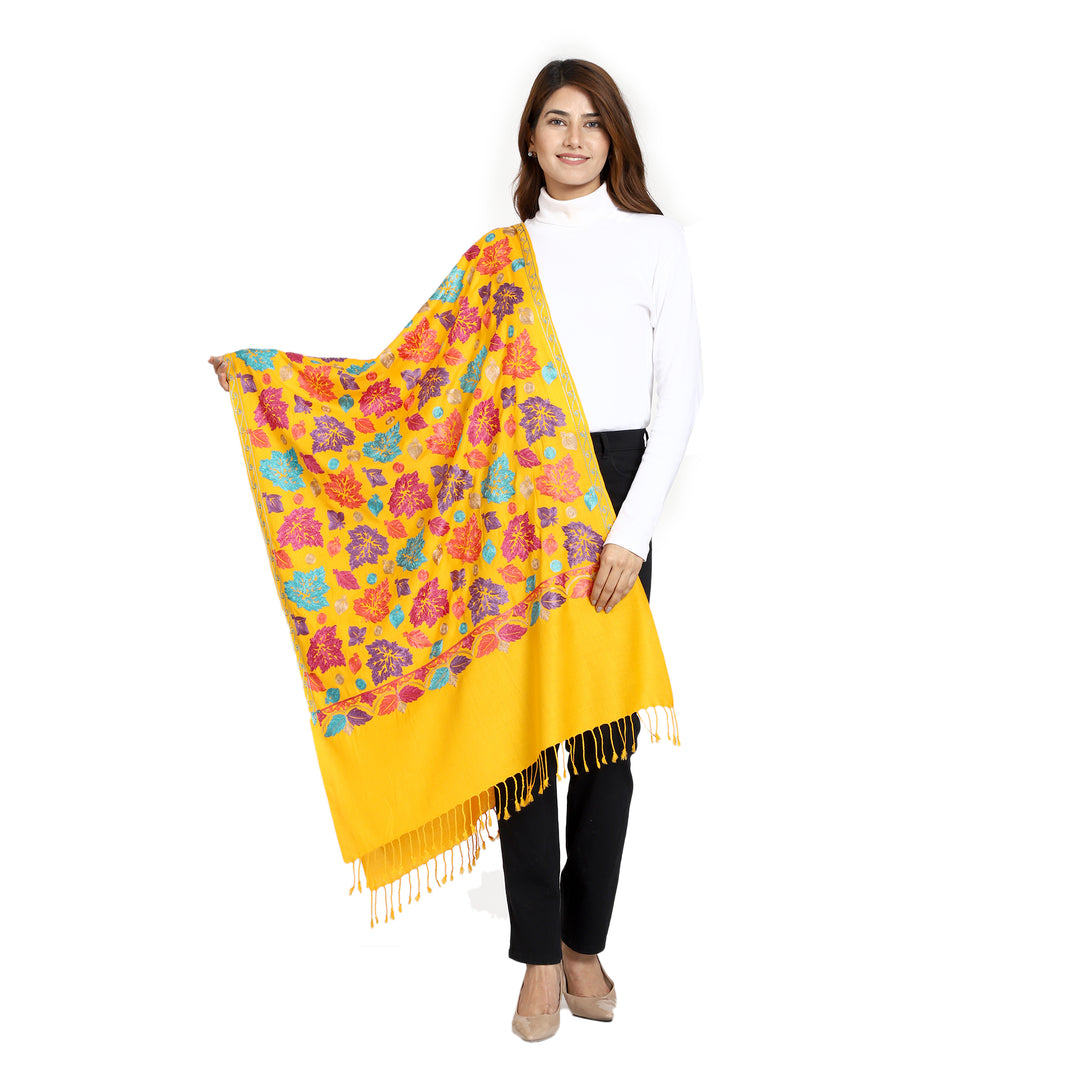 Women's Aari Embroidered Wool Stole