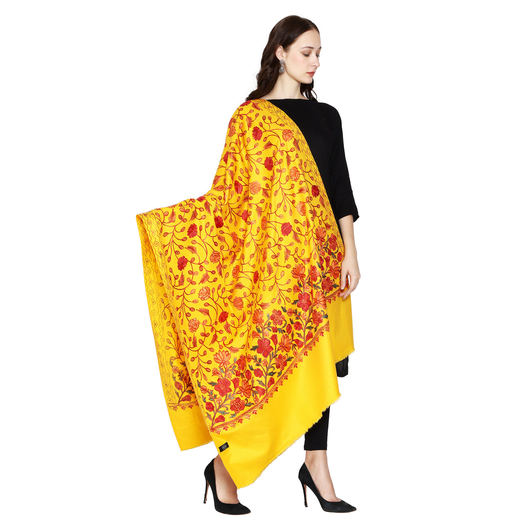Women's Aari Embroidered Wool Shawl
