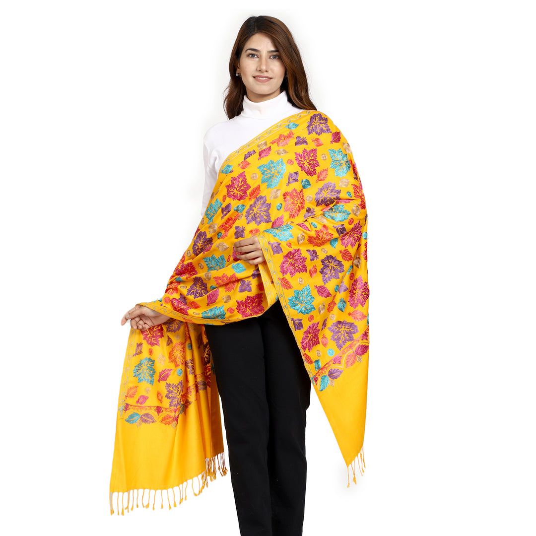 Women's Aari Embroidered Wool Stole