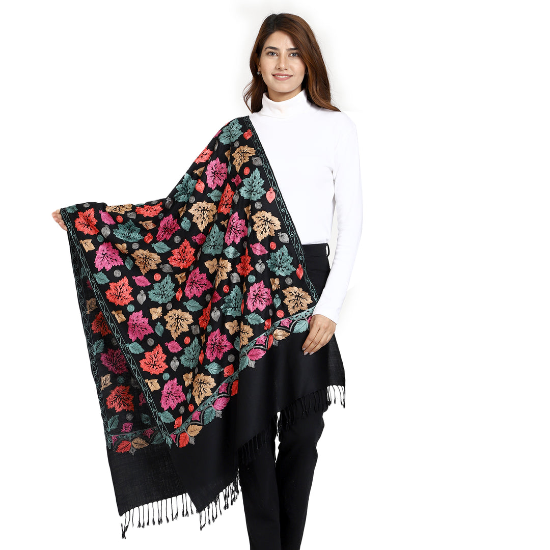 Women's Aari Embroidered Wool Stole