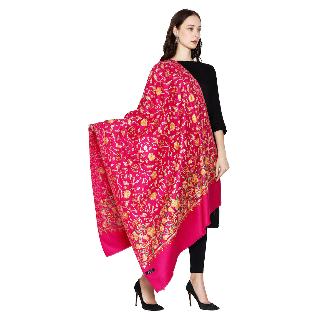 Women's Aari Embroidered Wool Shawl