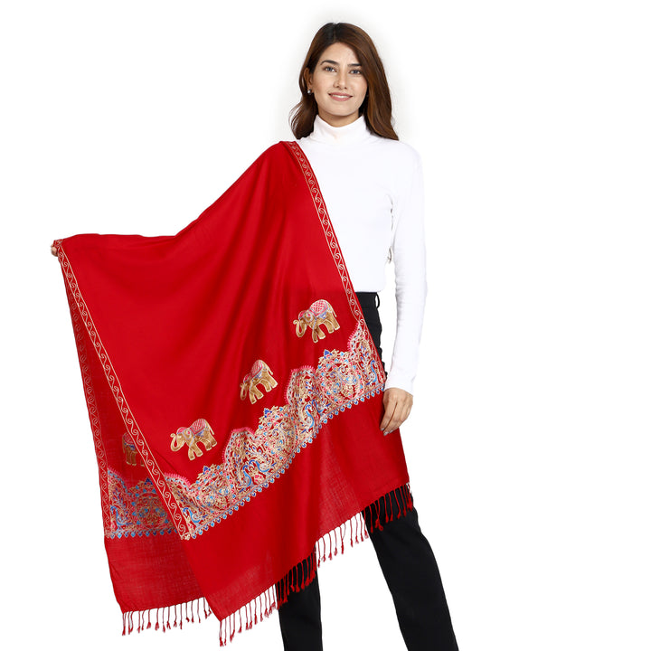 Women's Aari Embroidered Wool Stole