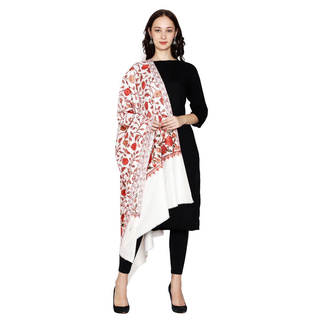 Women's Aari Embroidered Wool Shawl
