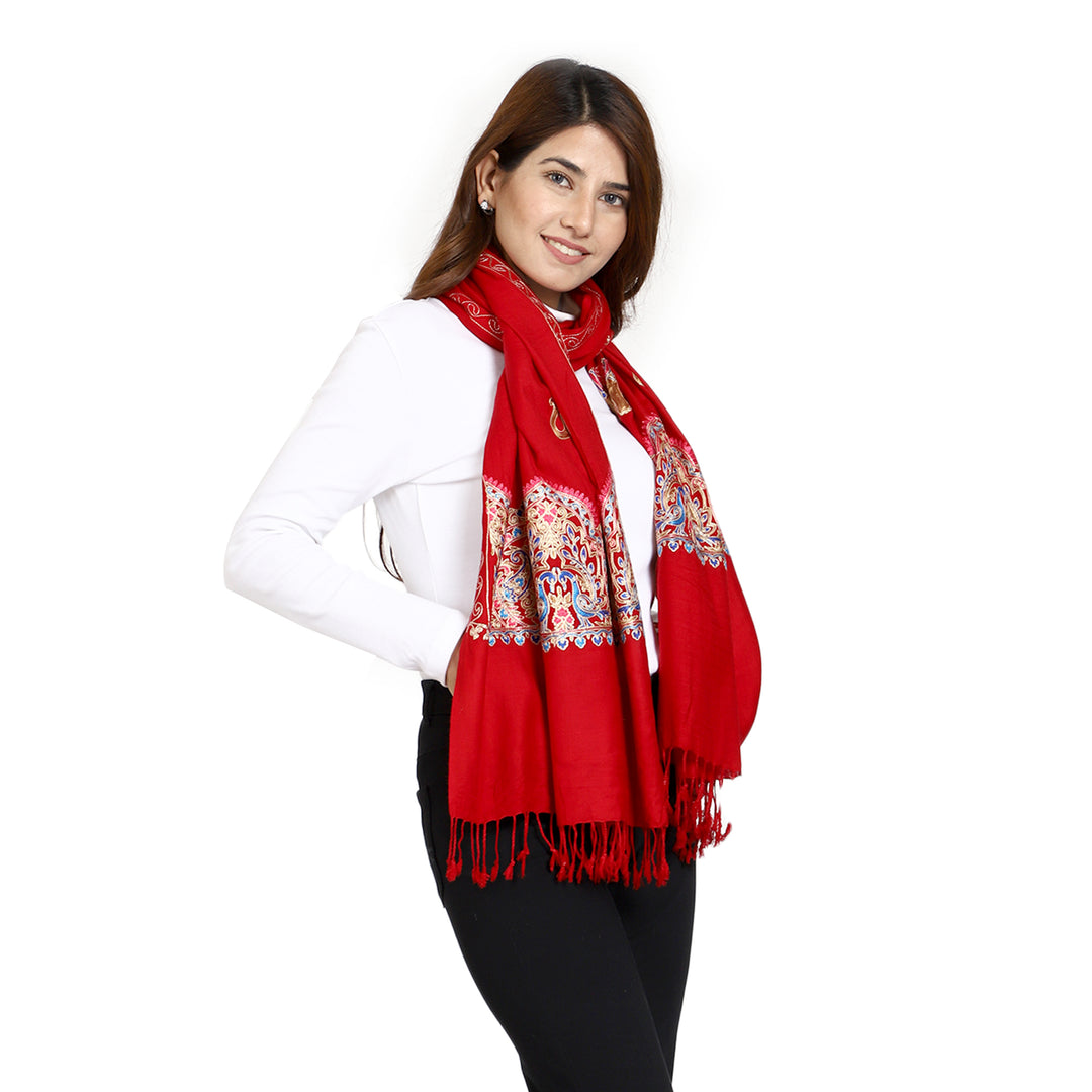 Women's Aari Embroidered Wool Stole