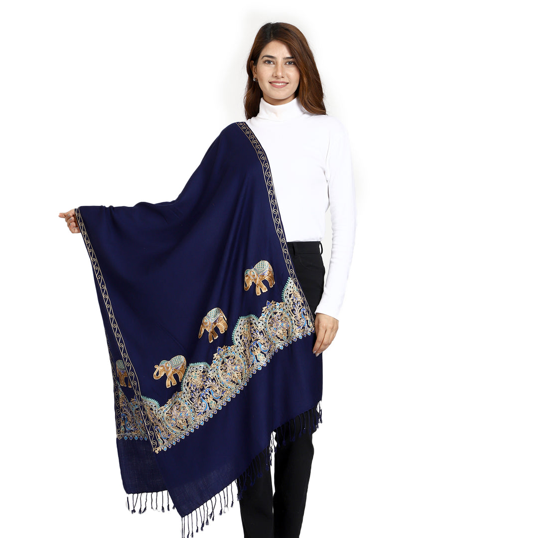 Women's Aari Embroidered Wool Stole