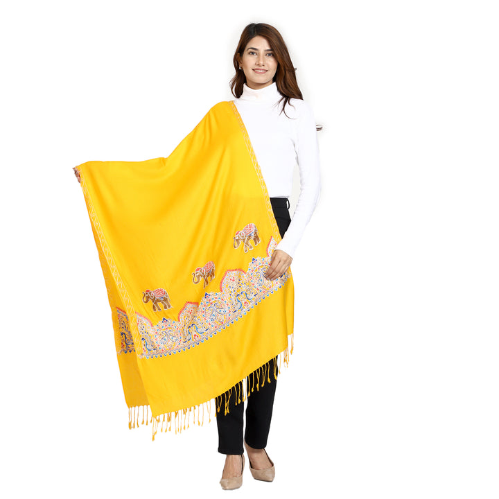 Women's Aari Embroidered Wool Stole