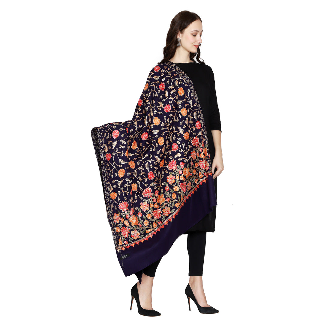 Women's Aari Embroidered Wool Shawl