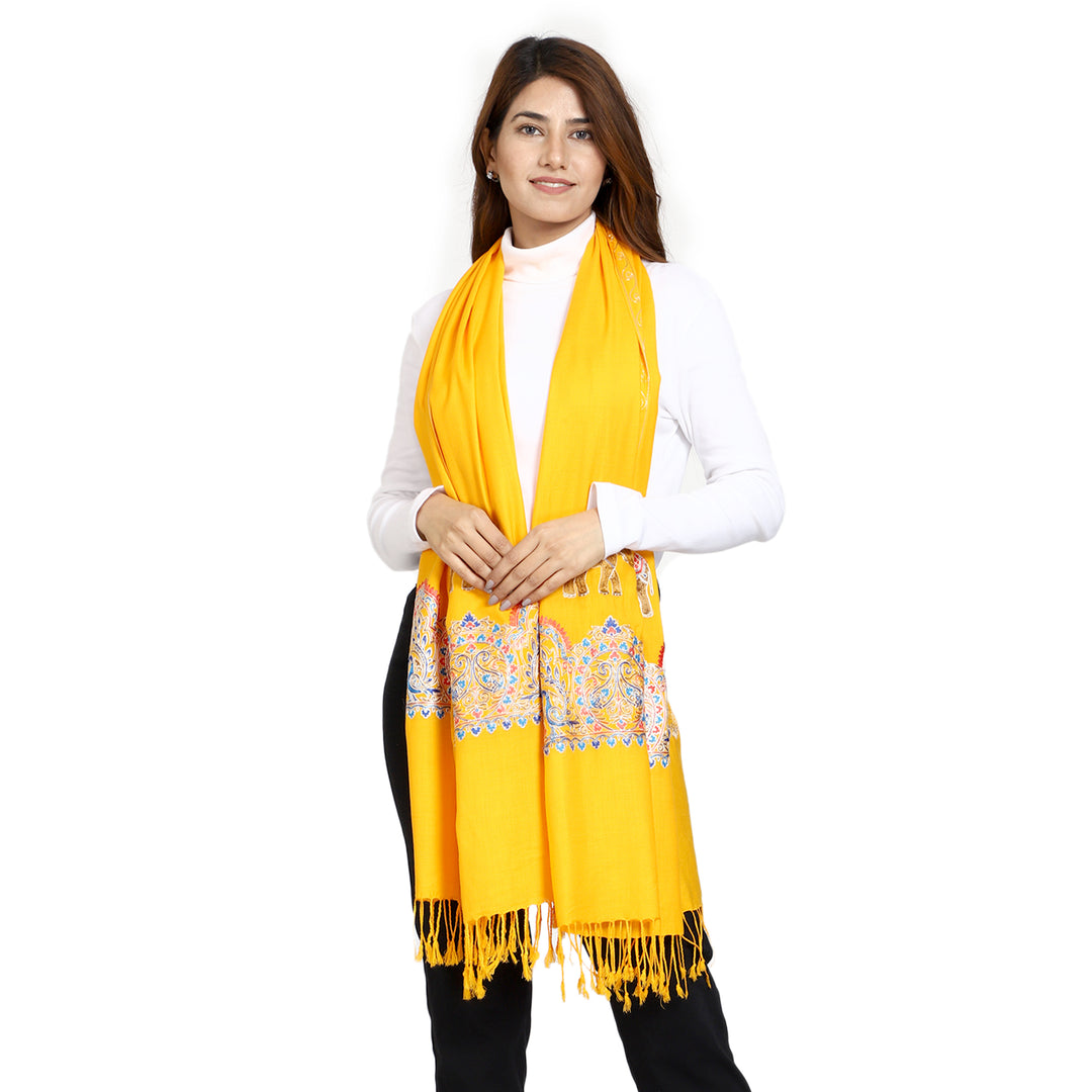 Women's Aari Embroidered Wool Stole