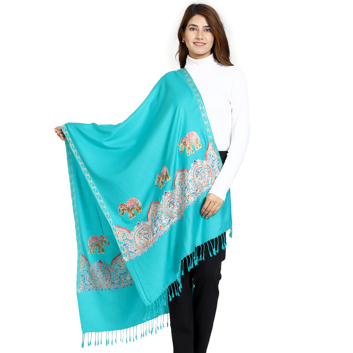 Women's Aari Embroidered Wool Stole