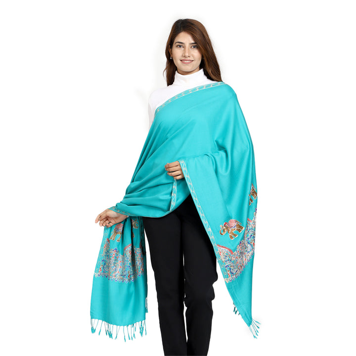 Women's Aari Embroidered Wool Stole