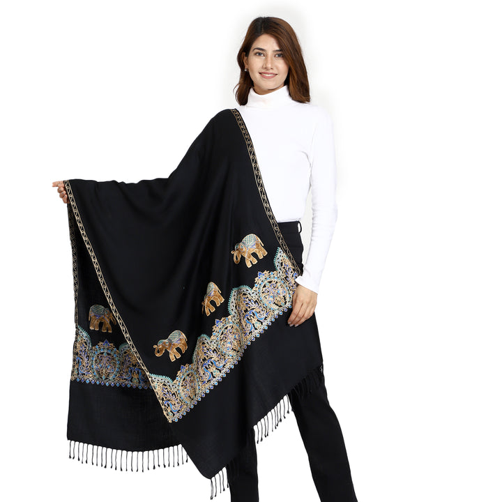 Women's Aari Embroidered Wool Stole