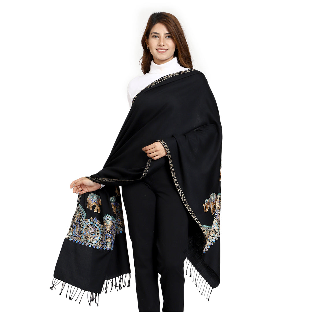 Women's Aari Embroidered Wool Stole