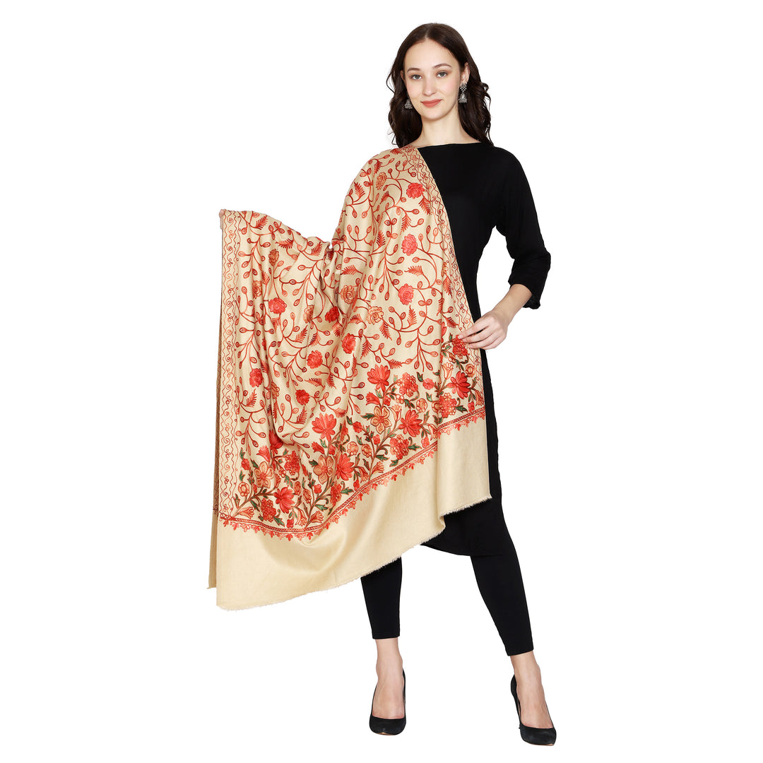 Women's Aari Embroidered Wool Shawl