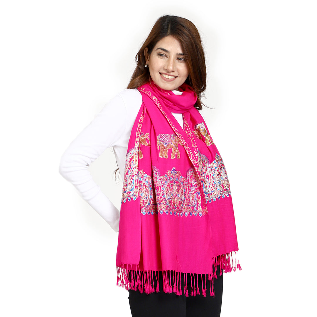 Women's Aari Embroidered Wool Stole