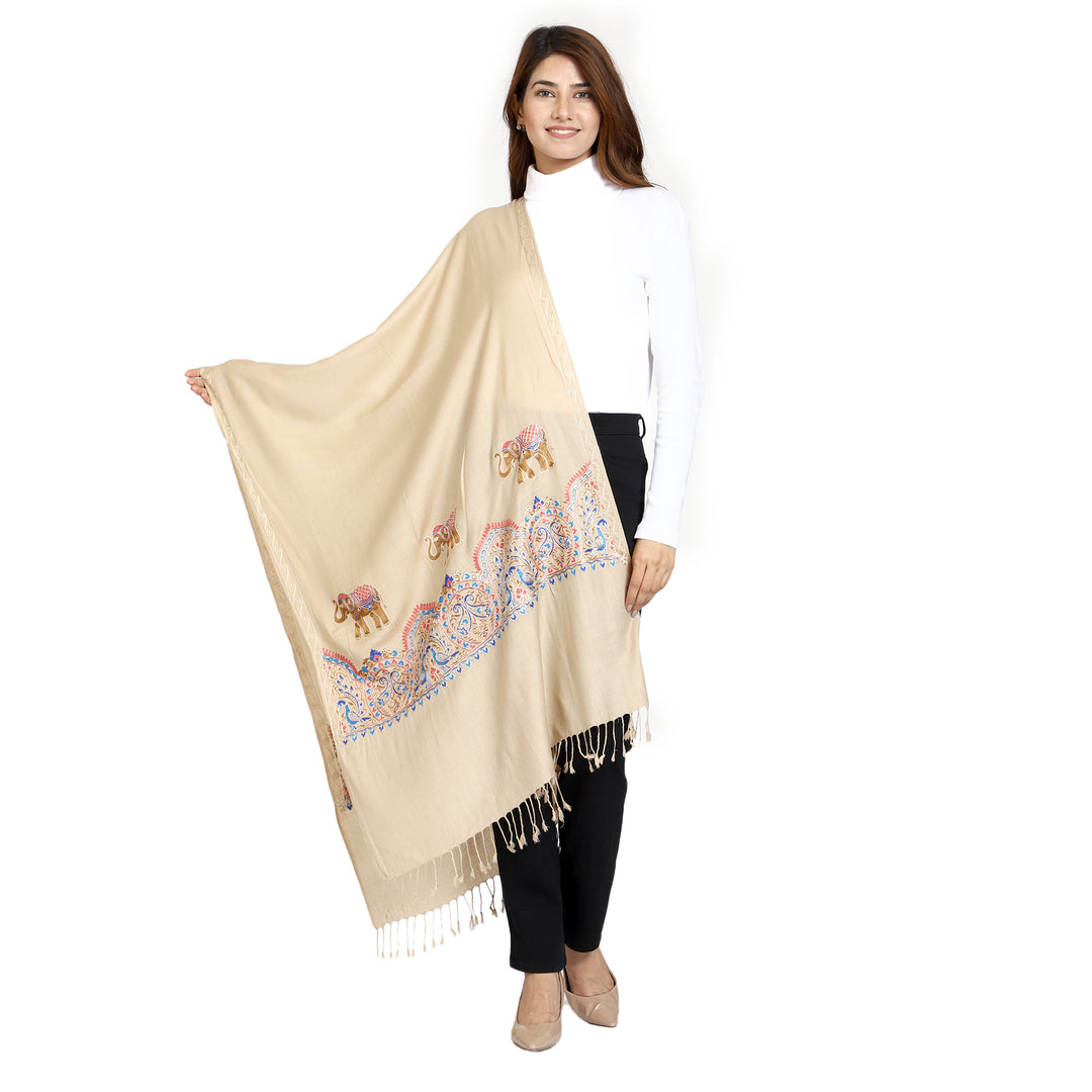 Women's Aari Embroidered Wool Stole