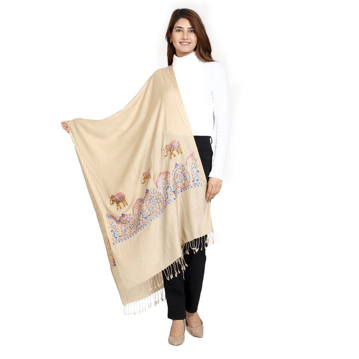 Women's Aari Embroidered Wool Stole