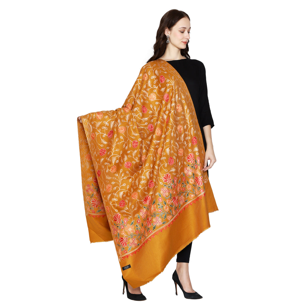 Women's Aari Embroidered Wool Shawl