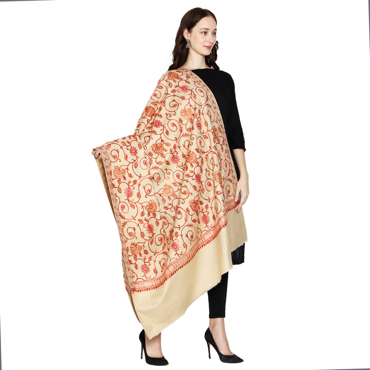 Women's Aari Embroidered Wool Shawl