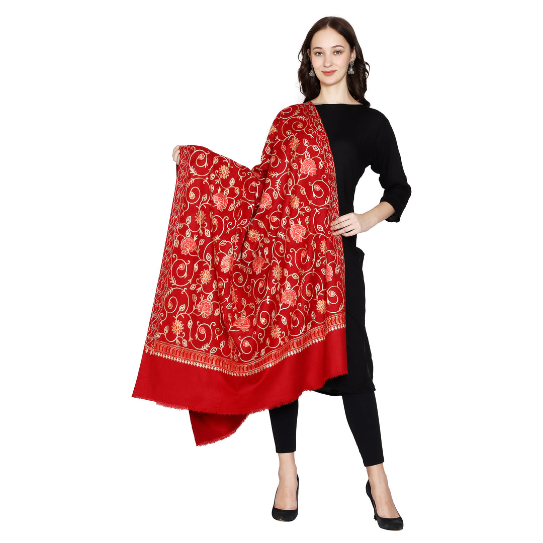 Women's Aari Embroidered Wool Shawl