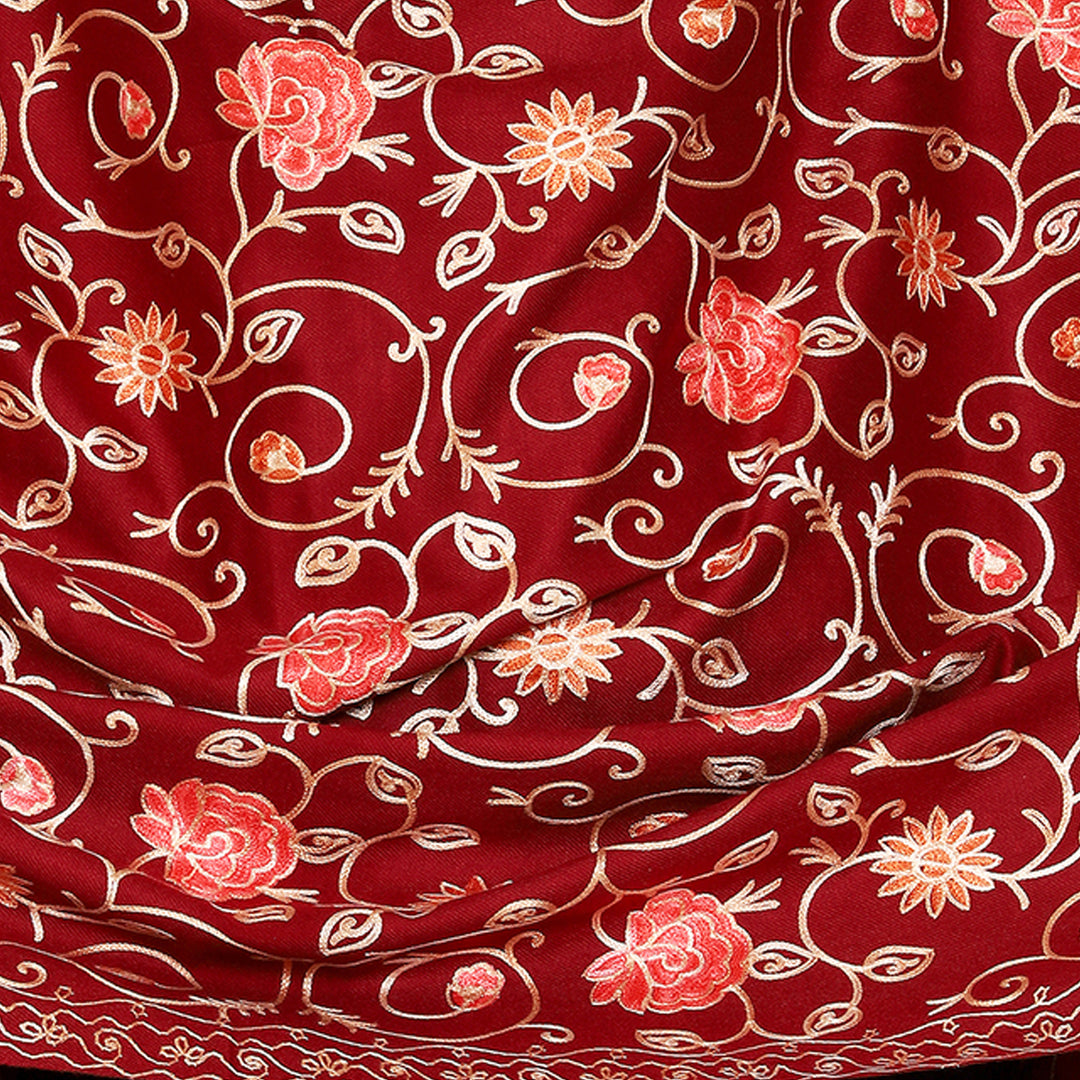 Women's Aari Embroidered Wool Shawl