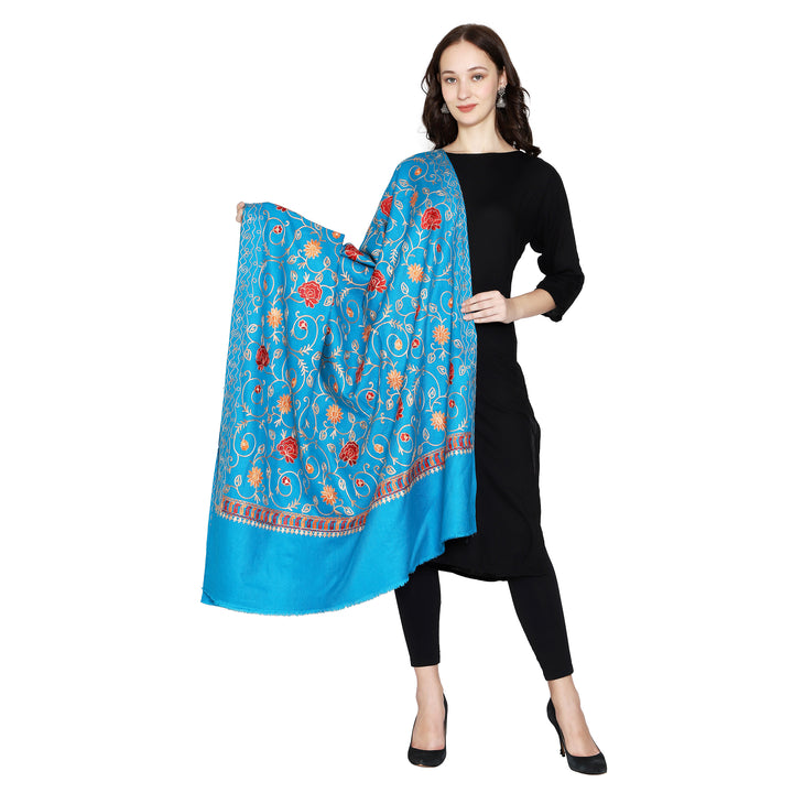 Women's Aari Embroidered Wool Shawl