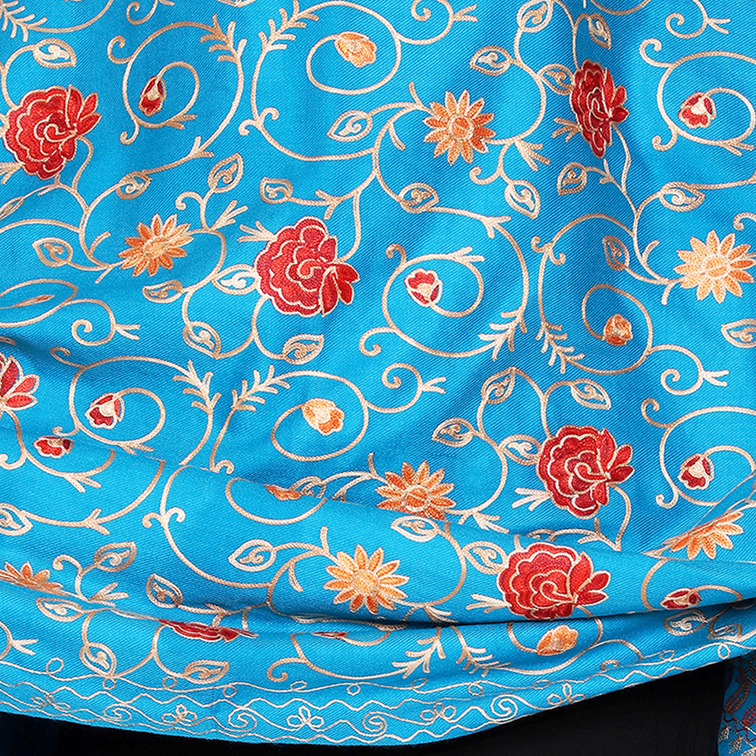 Women's Aari Embroidered Wool Shawl