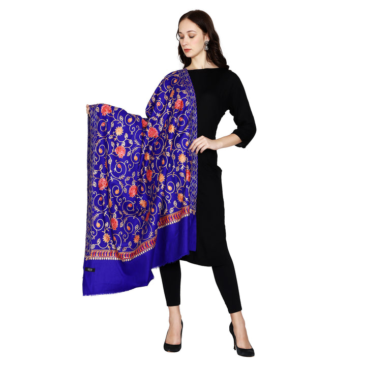 Women's Aari Embroidered Wool Shawl