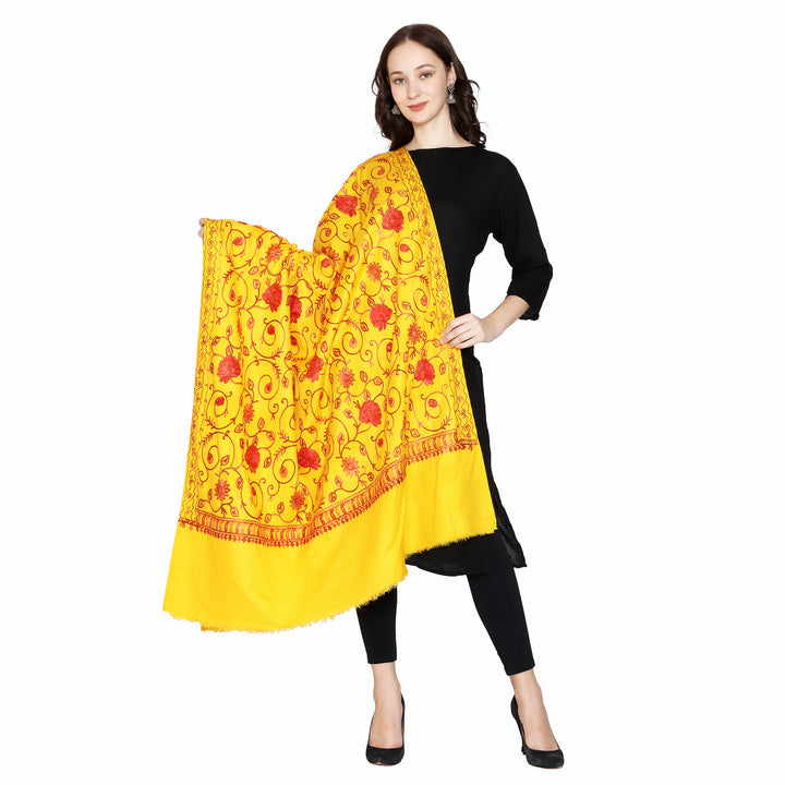 Women's Aari Embroidered Wool Shawl