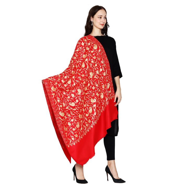 Women's Aari Embroidered Wool Shawl