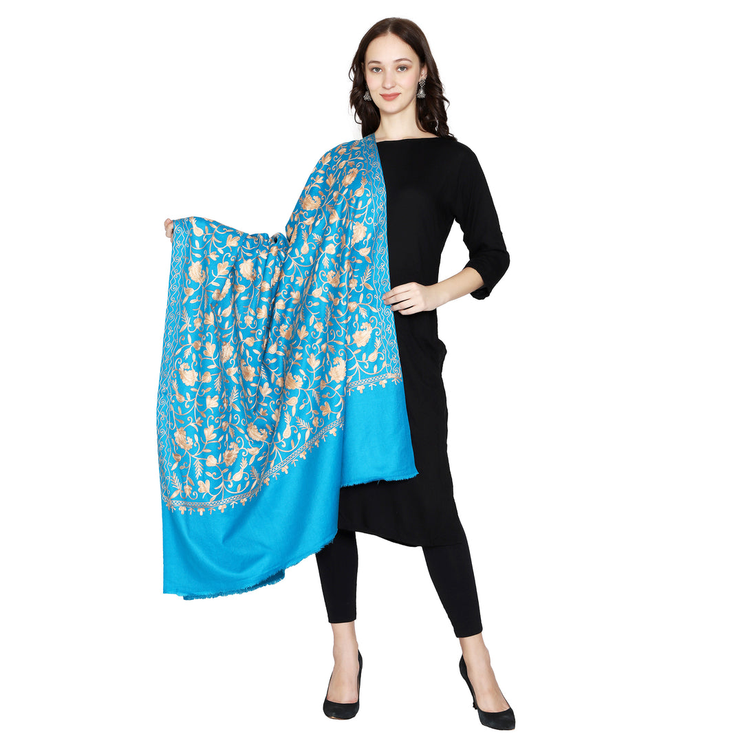 Women's Aari Embroidered Wool Shawl