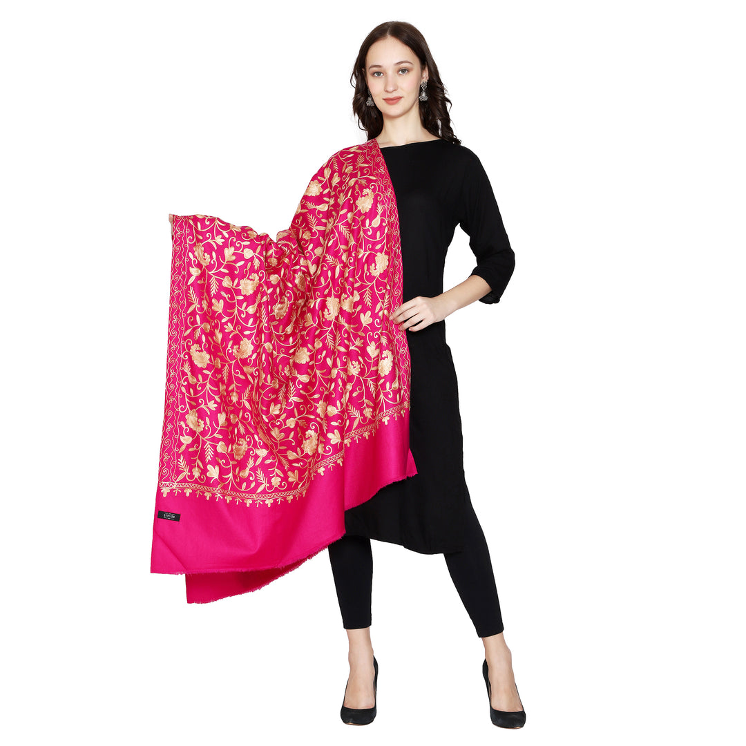 Women's Aari Embroidered Wool Shawl