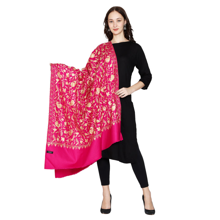 Women's Aari Embroidered Wool Shawl