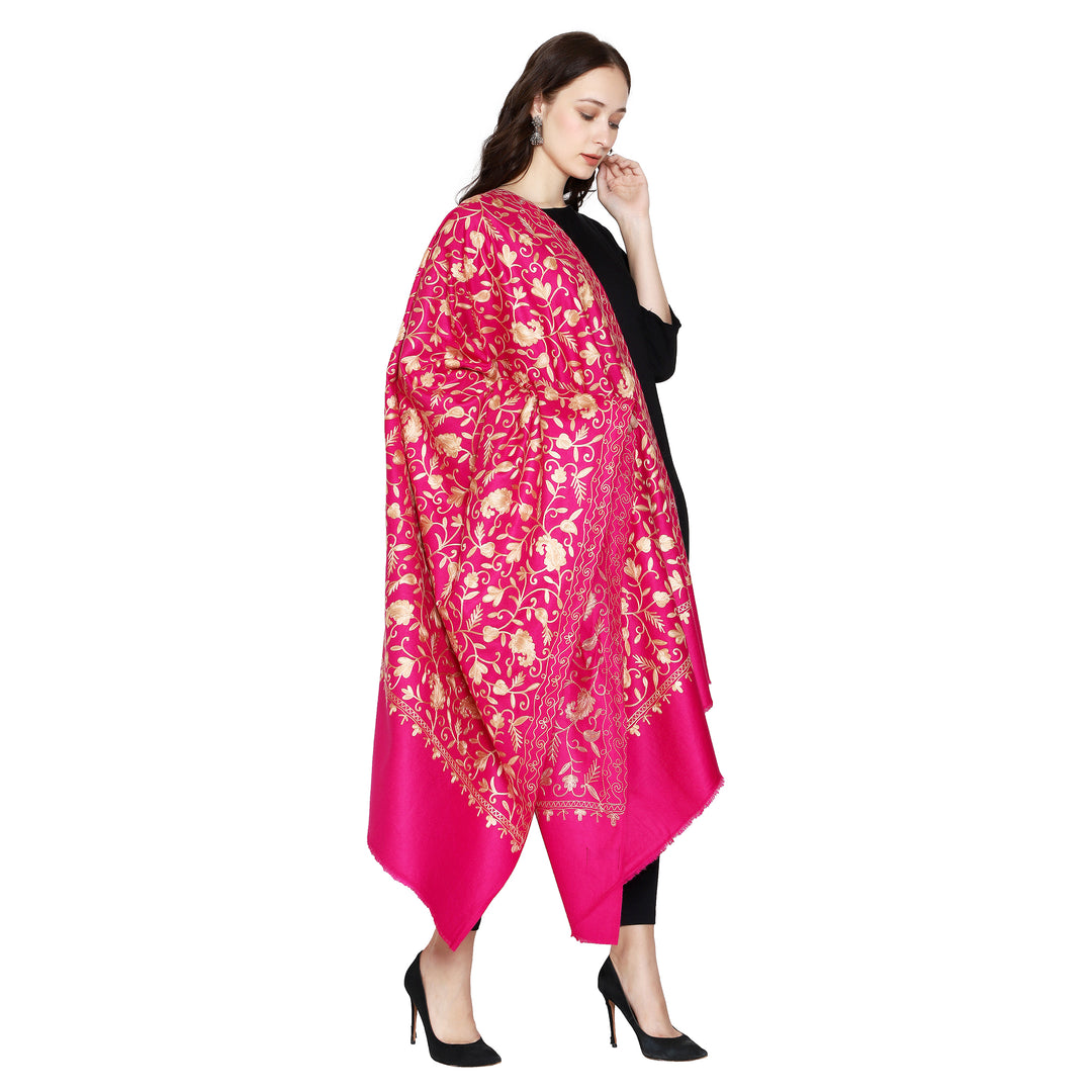 Women's Aari Embroidered Wool Shawl
