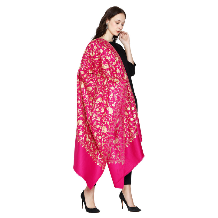 Women's Aari Embroidered Wool Shawl