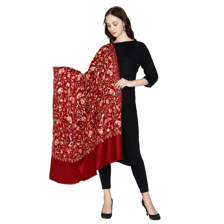 Women's Aari Embroidered Wool Shawl