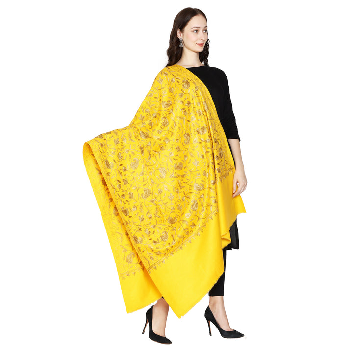 Women's Aari Embroidered Wool Shawl