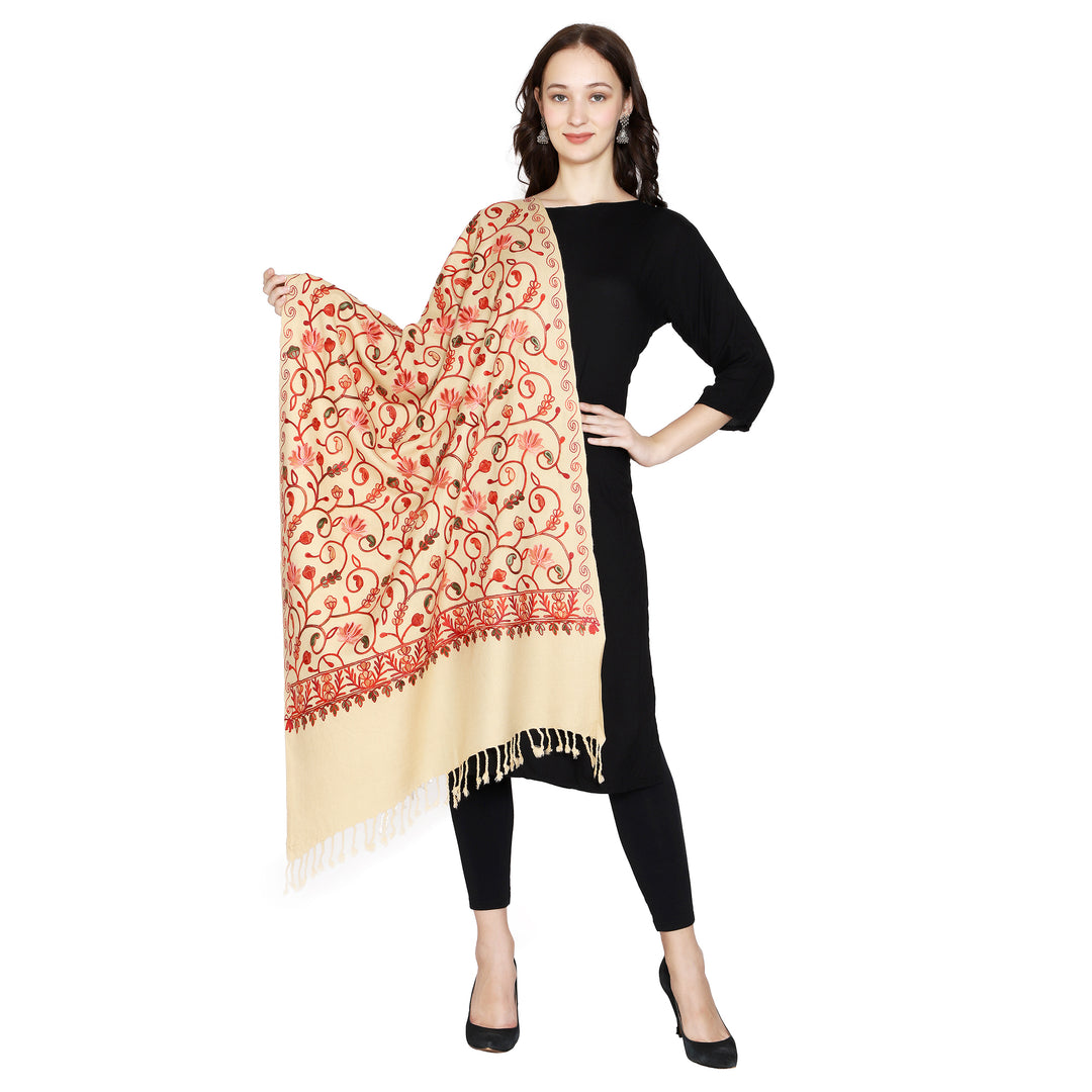 Women's Aari Embroidered Wool Stole