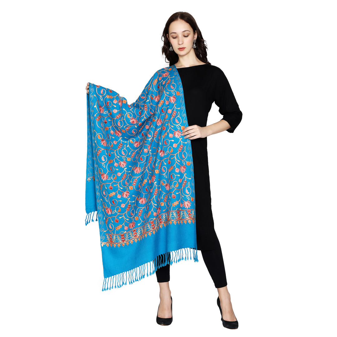 Women's Aari Embroidered Wool Stole