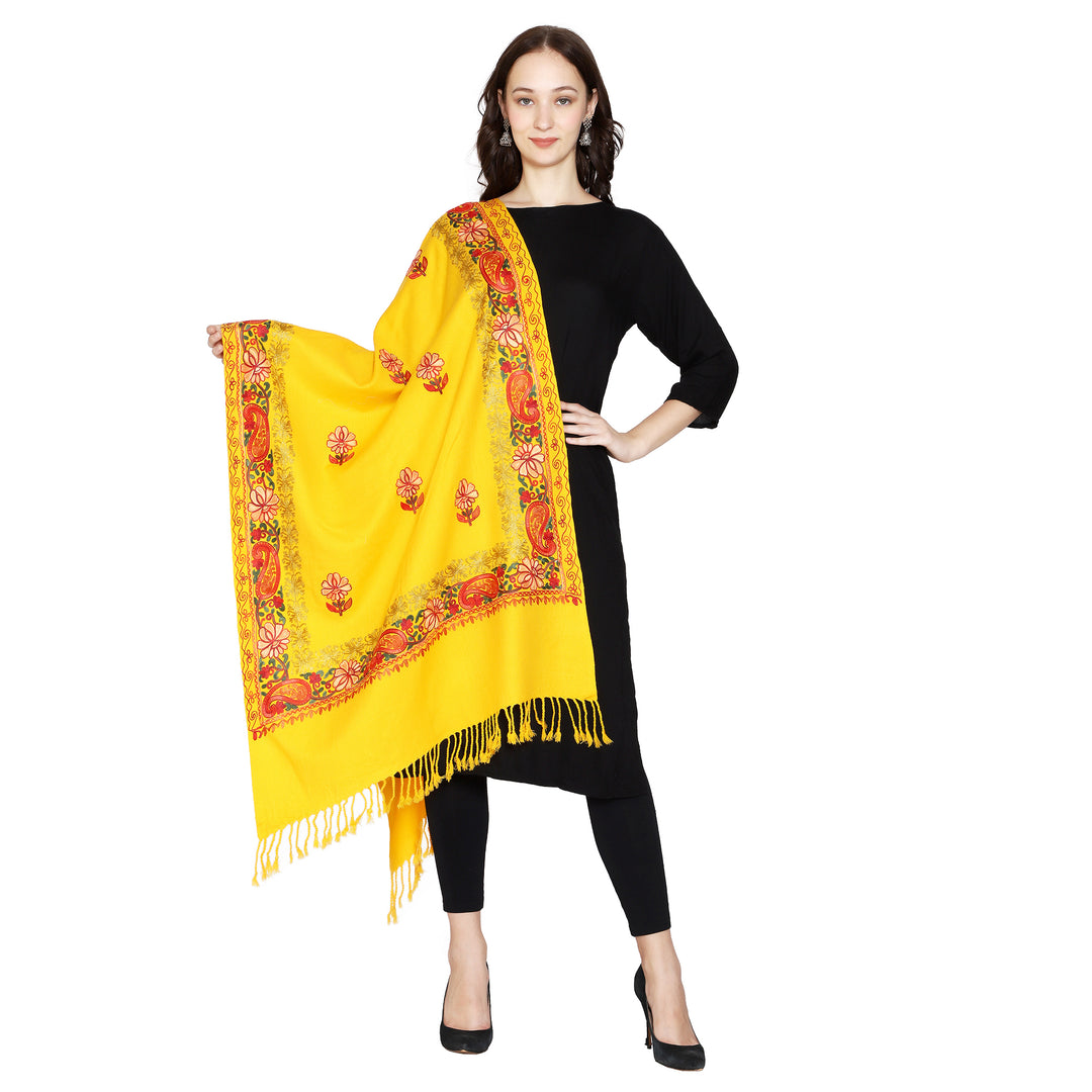Women's Aari Embroidered Wool Stole