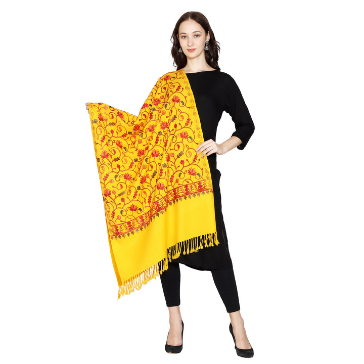Women's Aari Embroidered Wool Stole