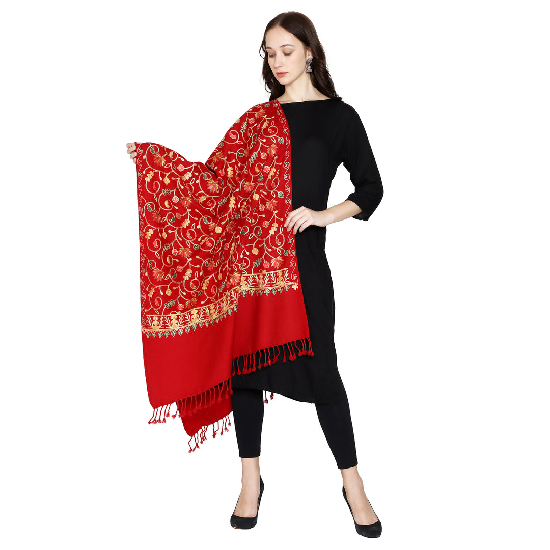 Women's Aari Embroidered Wool Stole