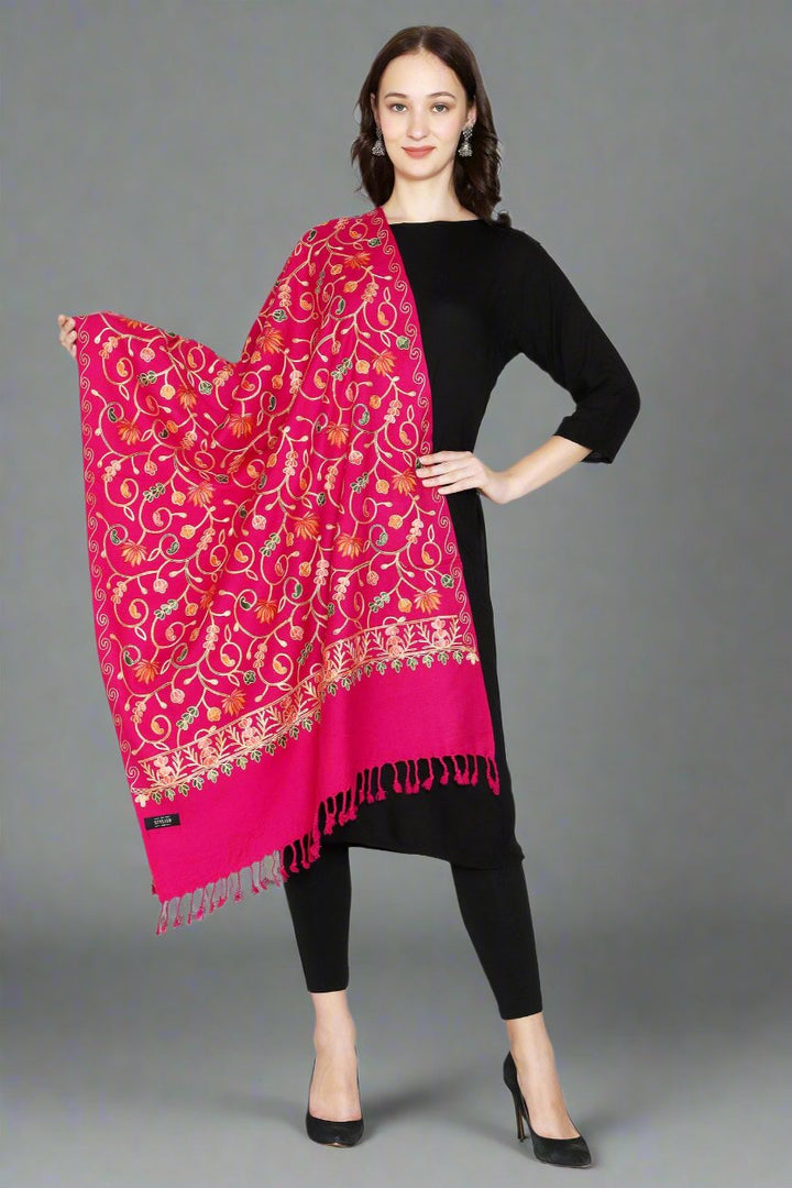 Women's Aari Embroidered Wool Stole