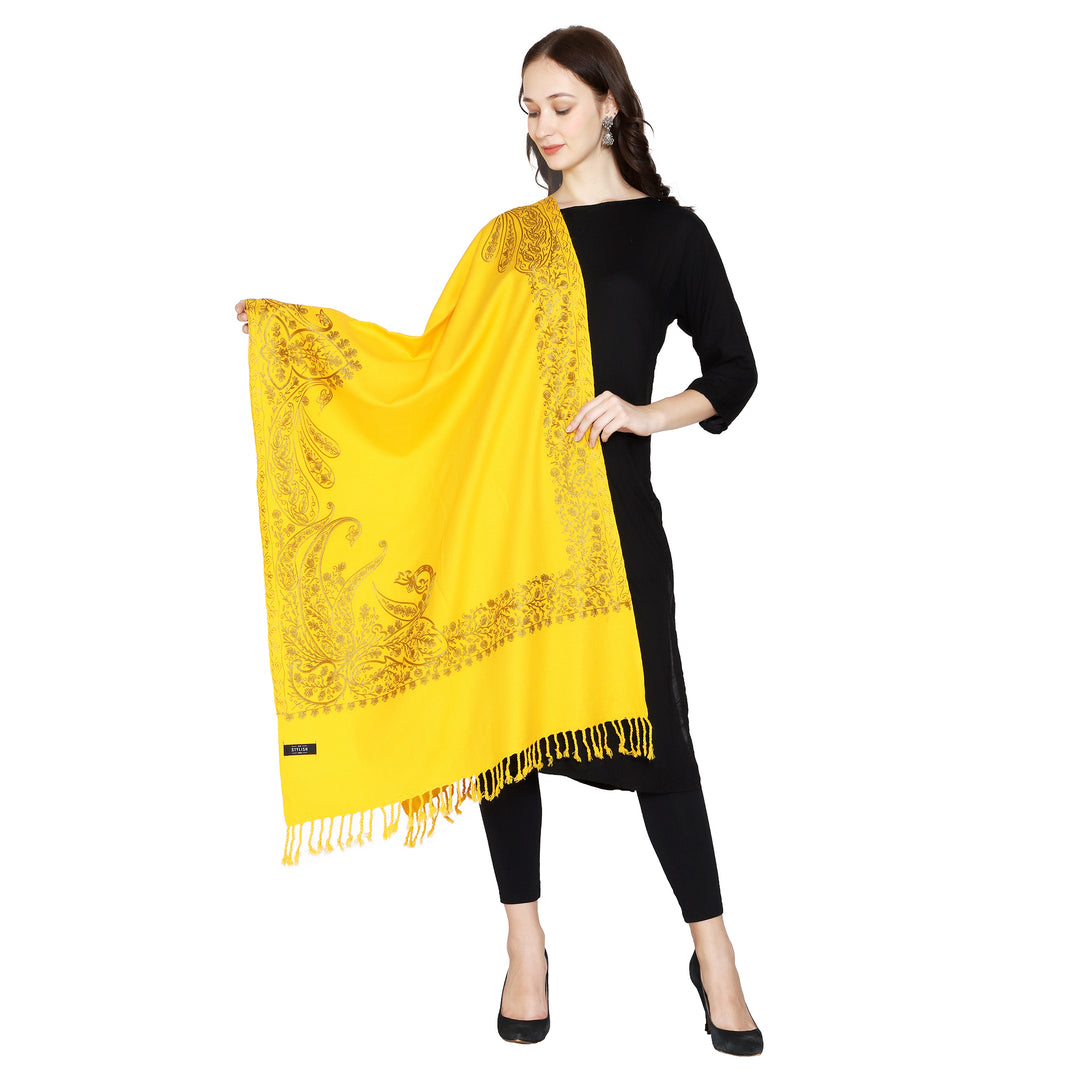 Women's Aari Embroidered Wool Stole