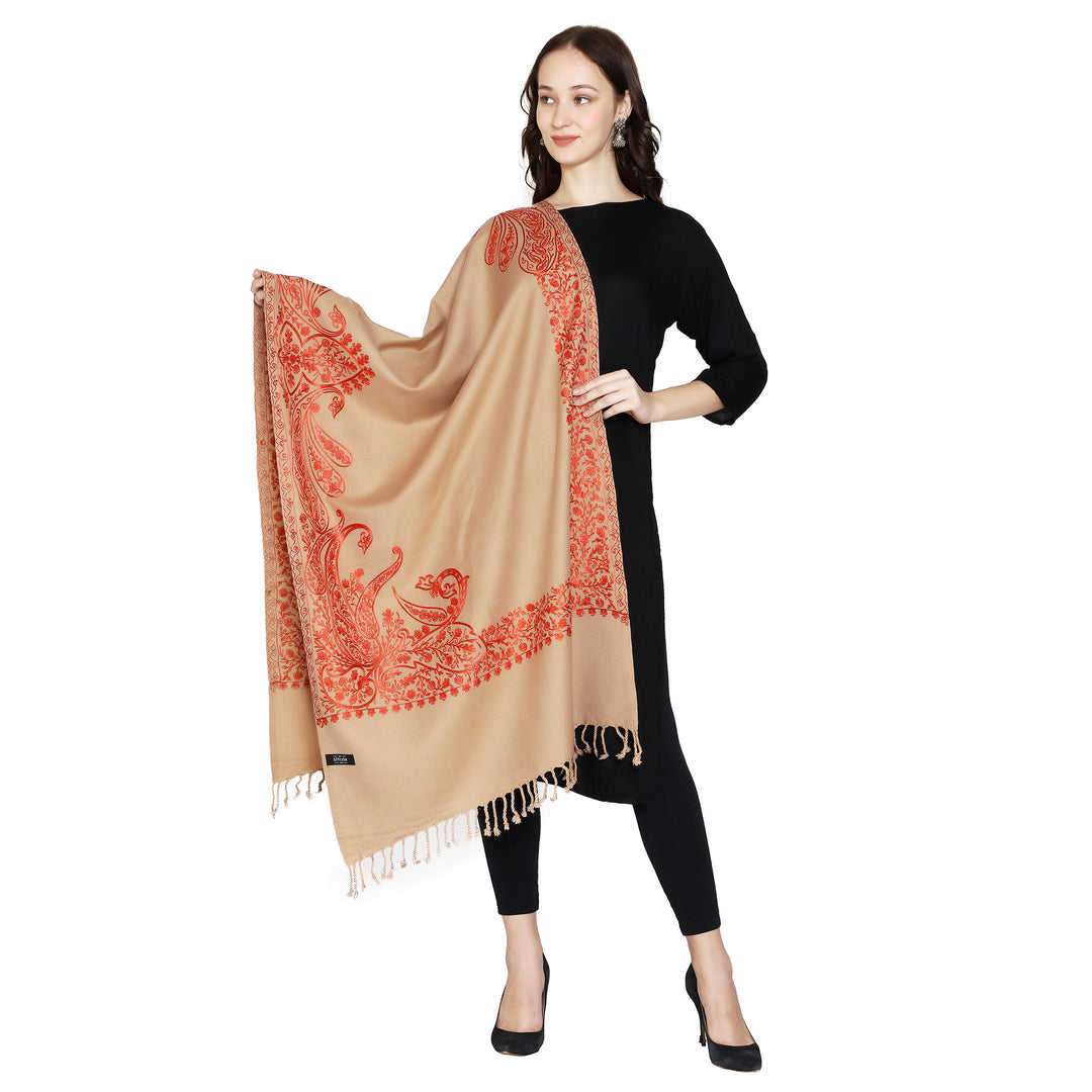 Women's Aari Embroidered Wool Stole