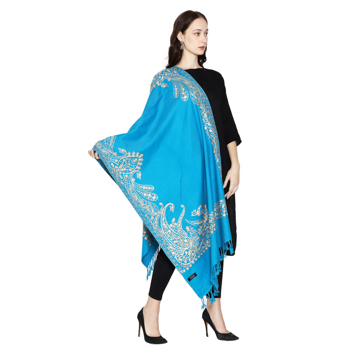 Women's Aari Embroidered Wool Stole